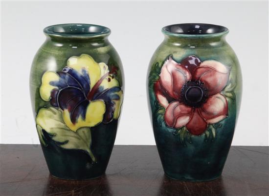 Two Moorcroft small ovoid vases, 1950s, 10.5cm